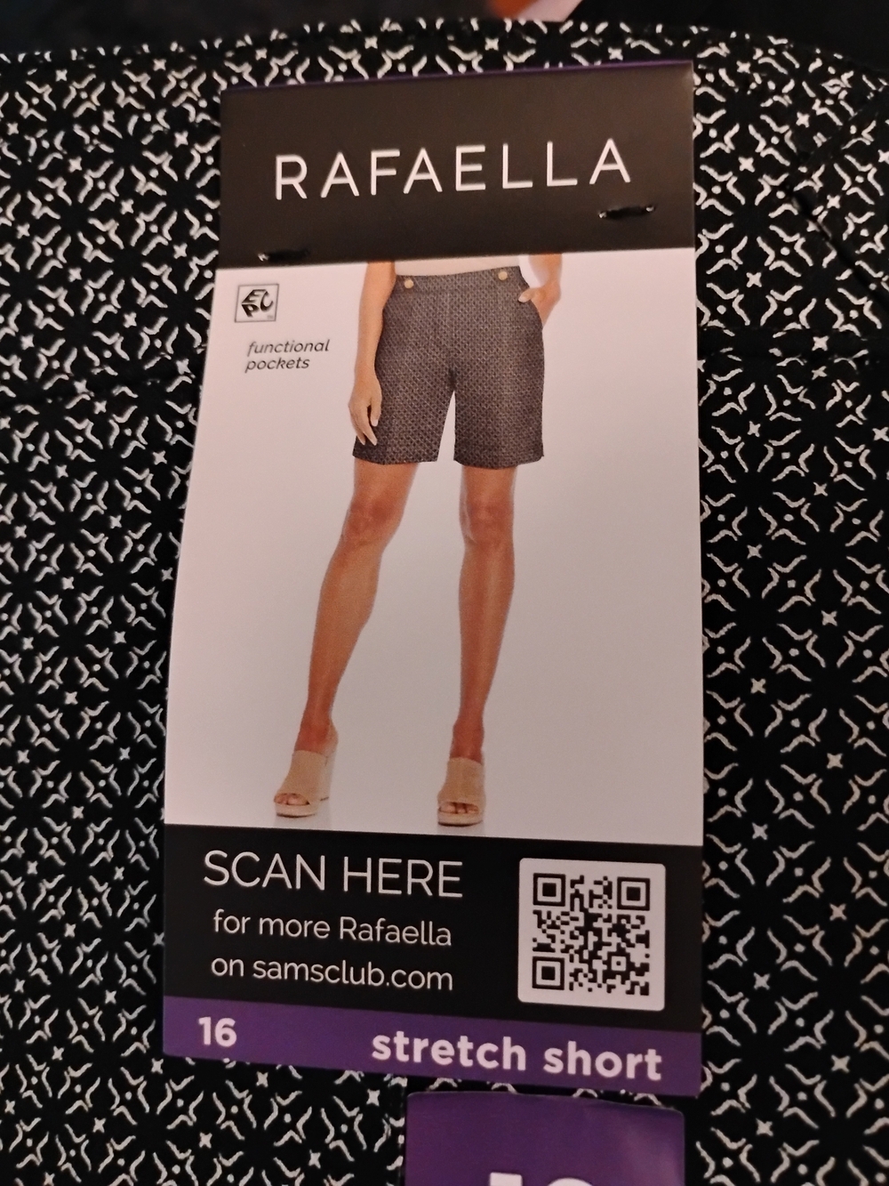 Rafaella Black and White Patterned Stretch Bermuda Shorts